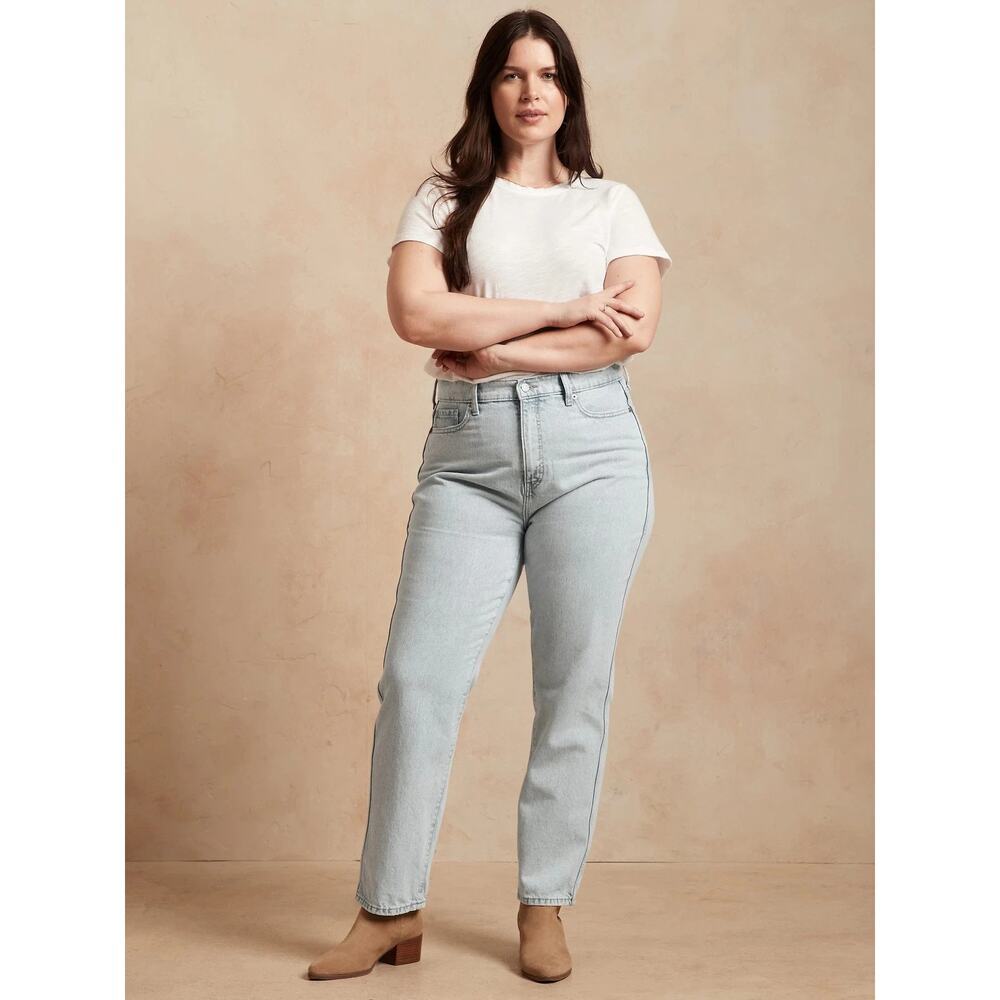 Banana Republic High Waisted Denim Straight Jeans Light Wash Blue Womens 29/8